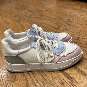 MIA Cream Sneakers with Pink & Light Blue Accents